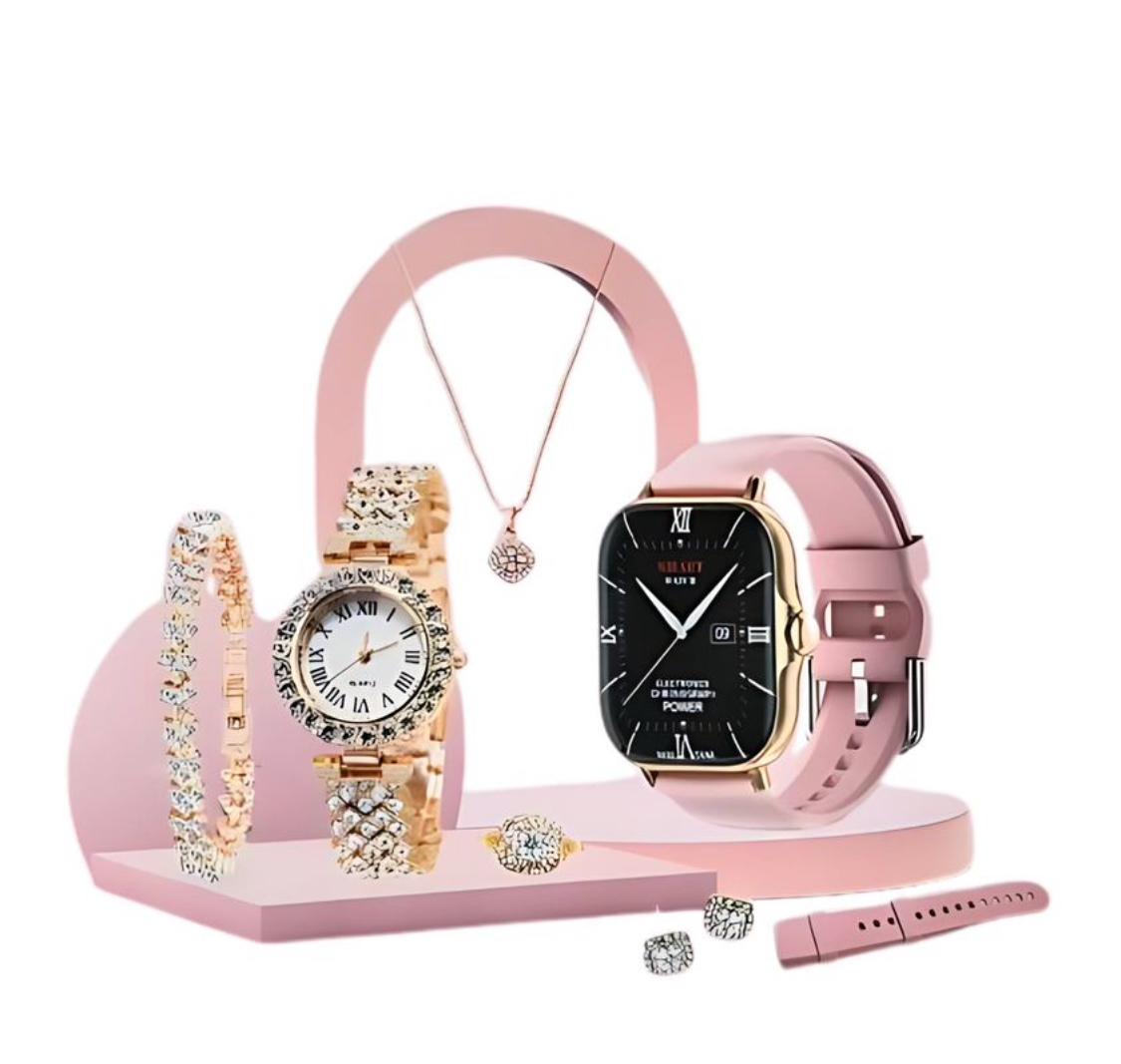 A58 Smart Watch 5 in 1 Combo Notifications Watch With Jewelry  Set