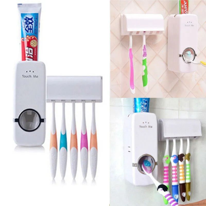 Toothpaste Dispenser With 5 Brush Holder  | Wall Mounted Automatic